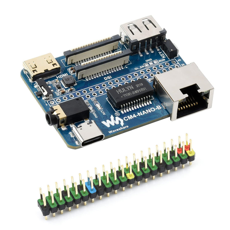 Waveshare Nano Base Board (B) for Raspberry Pi Compute Module 4 Same Size as CM4 Standard CM4 Socket 40PIN GPIO Gigabit Ethernet USB2.0 DSI CSI 3.5mm Audio Jack