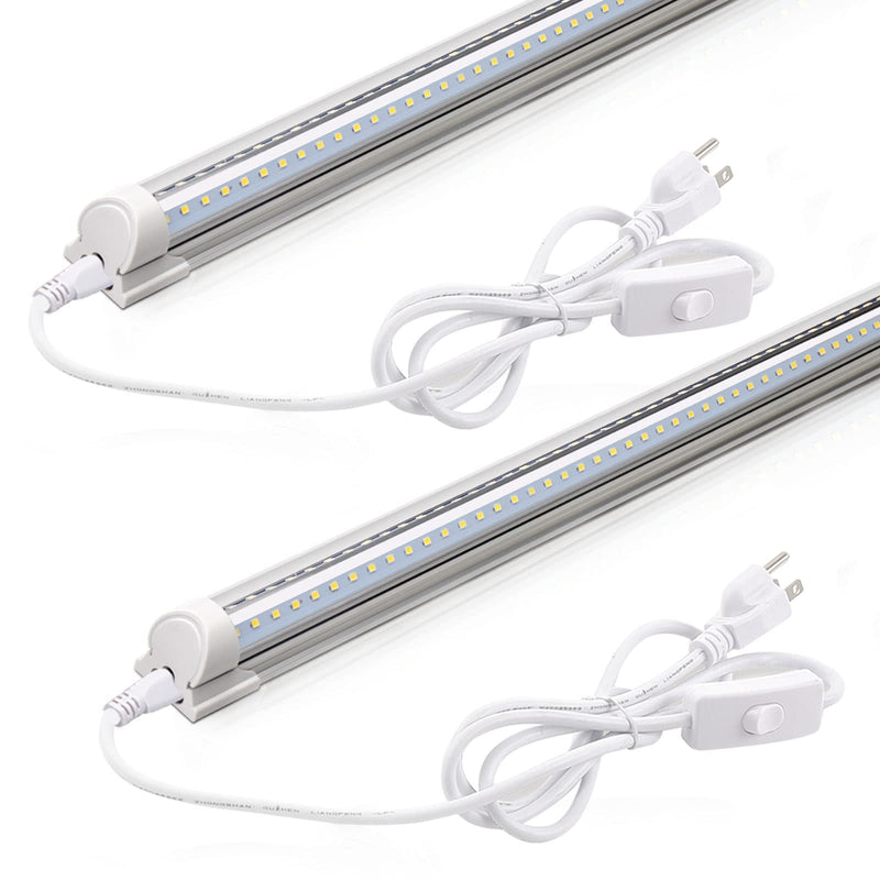 Barrina LED Shop Light 2FT, 20W 3000LM 6500K, T8 LED Light Fixture, Clear Cover, Ceiling and Utility Linkable Tube Lights for Room, Garage, Workbench, Warehouse, 2 Packs 2FT-2 Packs