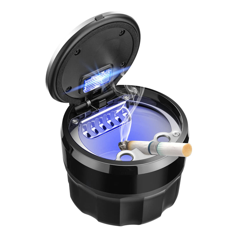 Car Mini Ashtray with Lid Easy Clean Up Detachable Auto Ashtray for Most Car Cup Holder Home Office Black 2