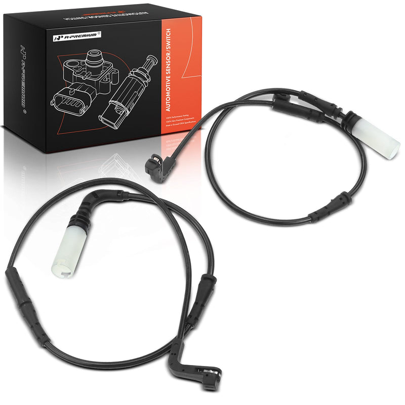 A-Premium Front and Rear Disc Brake Pad Wear Sensors Compatible with BMW 525i 2004-2007, 525xi 2006-2007, 528i 2008-2010, 528xi, 530i, 530xi, 535i, 535xi, 545i, 550i, 645Ci, 650i, M5, M6, 2-PC Set