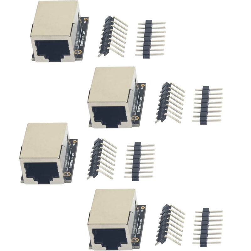 whiteeeen 4pcs RJ45 Breakout Board 8P8C Jack Ethernet Connector with 8Pin 2 Type Pin Headers (Straight and Right Angel)