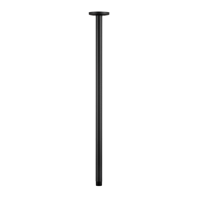 OFFO Shower Arm with Flange, 24 in Ceiling Mount Replacement Rain Shower Head Straight Arm Ceiling-Mounted For Fixed Shower Head & High Pressure Rain, Matte Black