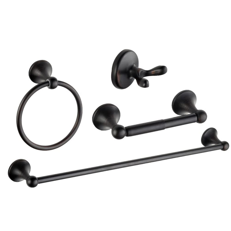 4 Piece Bathroom Accessory Set(Adjustable Towel Bar, Towel Ring, Toilet Paper Holder,Towel Robe Hook), Wall Mounted Bathroom Hardware Accessories Set,Oil Rubbed Bronze Oil Rubbed Bronze 4 pieces