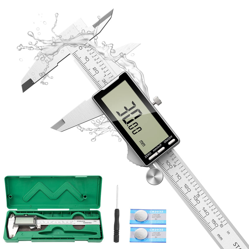 Electronic Digital Caliper 6", Professional Precision Micrometer Calipers, ±0.001"/0.02mm Accuracy, Large LCD Display, Stainless Steel Diameter Measuring for Woodworkers/Jewelers/DIY Projects 6inch