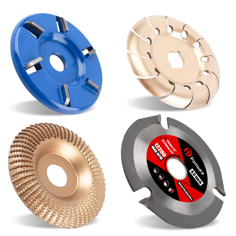 Upgraded Tungsten Carbide Wood Carving Disc Grinding Wheel, Angle Grinder Polishing Pad Wood Sanding Shaping Cutting Discs, Stump Grinder Wood Carving Tools for Angle Grinder Attachments