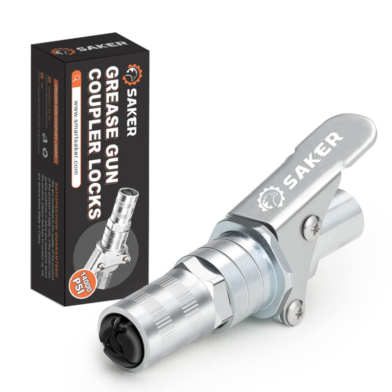 Saker Grease Gun Coupler-Upgrade to 14000 PSI,Duty Quick Release Grease Couplers,Compatible with All Grease Guns 1/8" NPT Fittings (1 PC) 1 PC