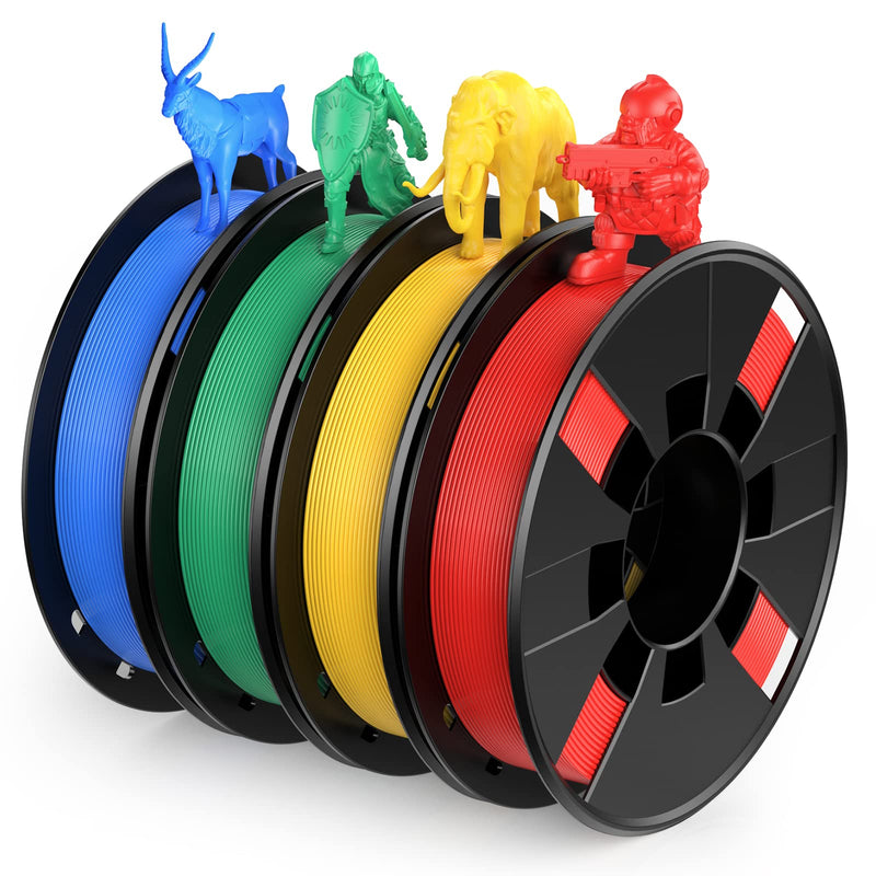 ENTINA 4 Colors PLA 3D Printer Filament Bundle, PLA Filament 1.75 mm for 3D Printers, Dimensional Accuracy +/- 0.02 mm, 200g x 4 Spools Set Red/Blue/Green/Yellow