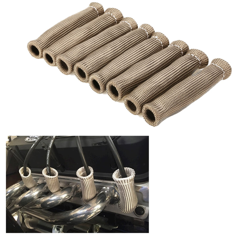 Titanium Spark Plug Wire Boots Thermal Protection Insulator Sleeve, 2500 Degree Heat shield Cover Wrap 6 inch for Car Truck 8PCS Titanium