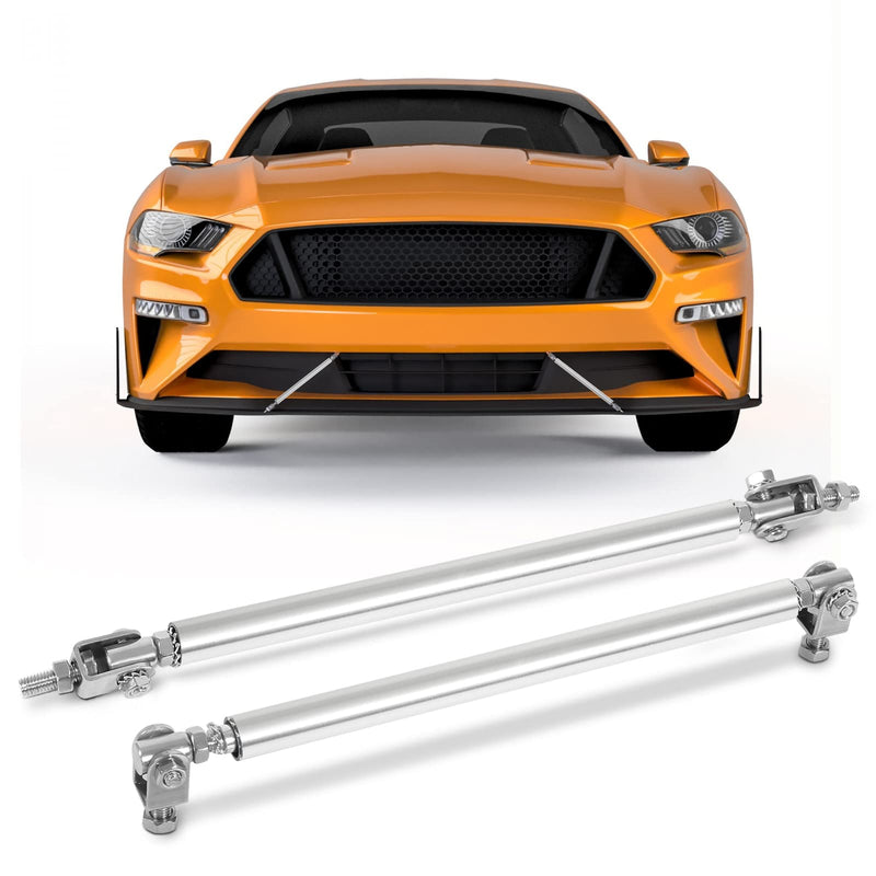 AUXMART 2PCS Splitter Rods, 8"-11"Adjustable Splitter Strut Rods Front Splitter Support Rods, Bumper Lip Splitter Diffuser Strut Rod Universal Tie Support Bars, Silver 8" - 11"