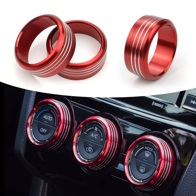 for Subaru AC Knob Cover Accessory Center Console Switch Volume Temp Control Button Ring Trim Compatible with Forester 2014-2018, Crosstrek XV 2013-2017,Impreza 2014-2016,WRX/STi 2015-2020 (Red) Red