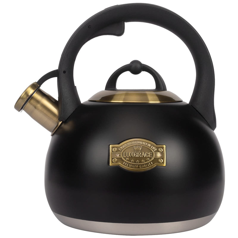 Tea Kettle for Stovetop, Food Grade Stainless Steel Water Kettle, Tea Pot for Home & Kitchen, 3.1 Quart Black