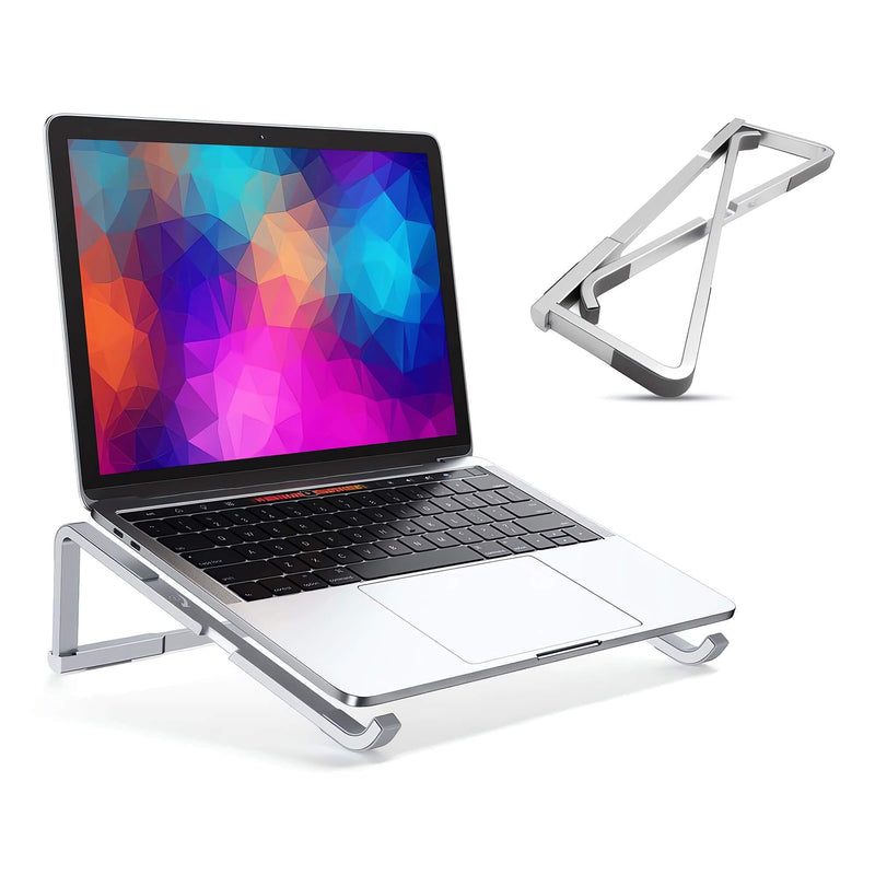 Portable Foldable Aluminum Laptop Holder - Ergonomic Laptop Riser Compatible with 11 to 15.6 Inch MacBook Air/Pro Silver