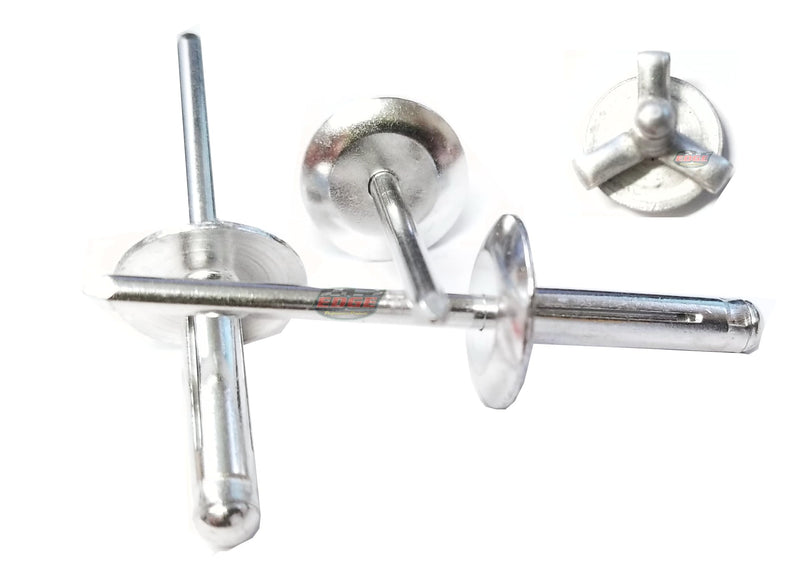 Mill Exploding Pop Rivets 3/16" Tri-Fold Medium Aluminum Head Steel Mandrel .040 - .354 Grip Range Fastener 250 Mill