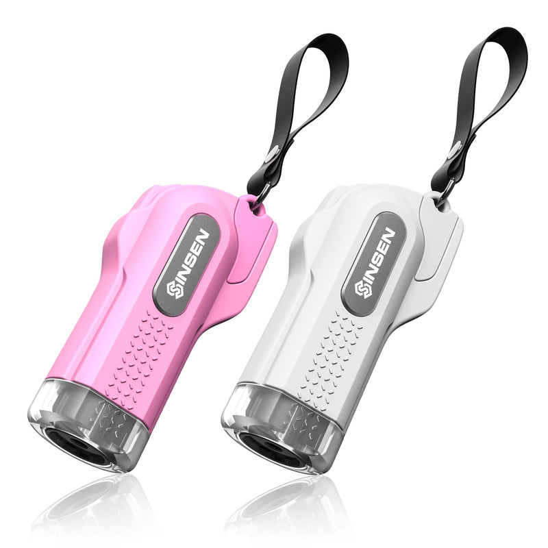  [AUSTRALIA] - SINSEN Car Safety Hammer, 2-Pack Window Glass Breaker & Seatbelt Cutter, Emergency Keychain, Automotive Escape Kit and Survival Tool for Land/Underwater, Pink & White