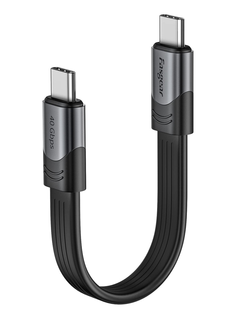 Fasgear Short USB 4 Cable 6-inch/15cm 100W 40Gbps USB C to USB C Cable with 5K@60Hz Video Output Compatible for Thunderbolt 4/3 Port MacBook Pro Mac mini External SSD Hub Docking Monitor Display eGPU