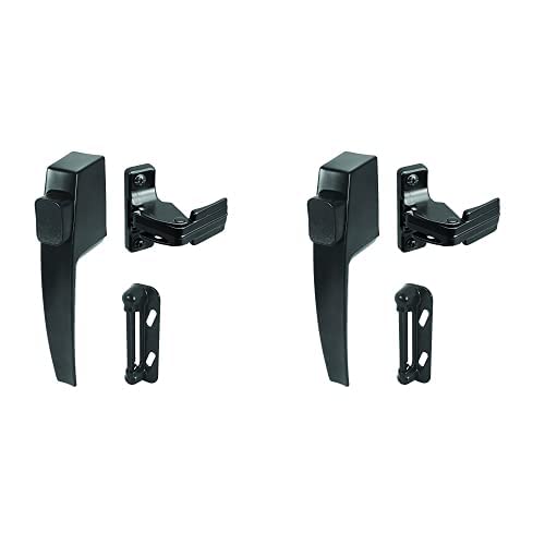 PRIME-LINE K 5007 Screen & Storm Door Push Button Latch Set with Night Lock,Replace Old or Damaged Screen or Storm Door Handles Quickly and Easily,Black Finish(Fits Doors 5/8”-1-1/4” Thick)(Pack of 2)