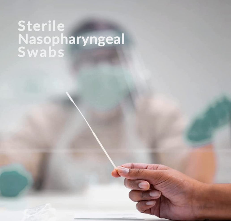 Sterile Nasopharyngeal Swabs - Pack of 500 Flocked Nasal Swabs for Sampling, 80 mm Break Point, Nylon Flocking Tip White