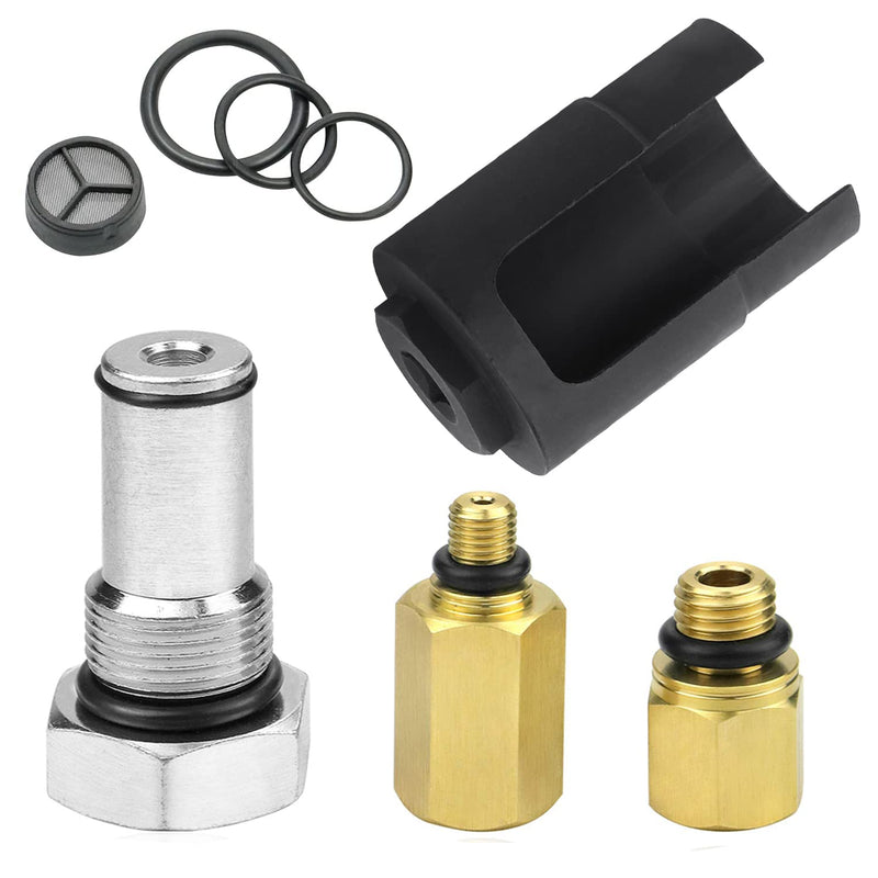 Mekar 6.0 IPR Valve Socket and Oil Rail Adapters Kits and 6.0 High Pressure Oil Pump IPR Valve Air Test Fitting Tool with Seal Kit Compatible with 6.0L Powerstroke Diesel Engine 8PCS Set