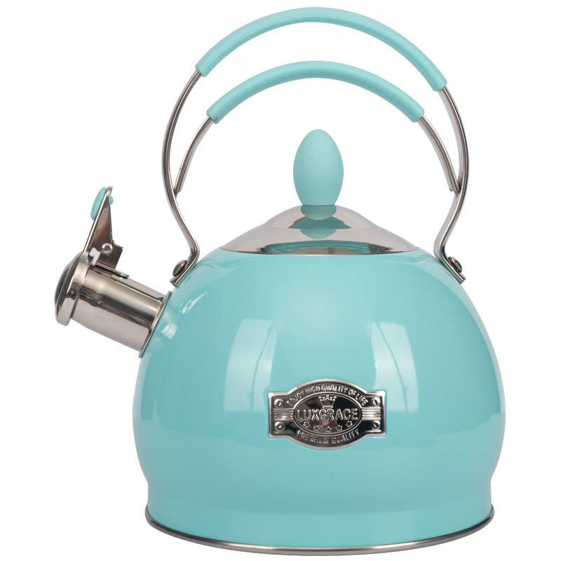 Whistling Tea Kettle Stainless Steel Teapot, Teakettle for Stovetop Induction Stove Top, Fast Boiling Heat Water Tea Pot 2.6 Quart Blue
