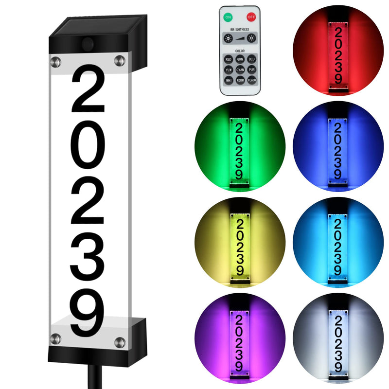 Solar House Numbers for Outside, GOSUNWEY Solar Address Signs for Yard with Stakes Waterproof Lighted House Number Sign, Solar Powered LED Address Plaque Solar House Numbers for House Mailbox Street 1 Pack