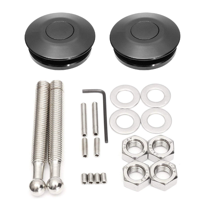  [AUSTRALIA] - 2Pack Quick Release Latch Universal 2.44in/62mm Diameter Universal Aluminum Alloy Push Button Quick Latch Hood Pins Lock Clip Kit for Auto Car Hood Pins Lock(2Pack-Black Pro) 2black PRO 62-100