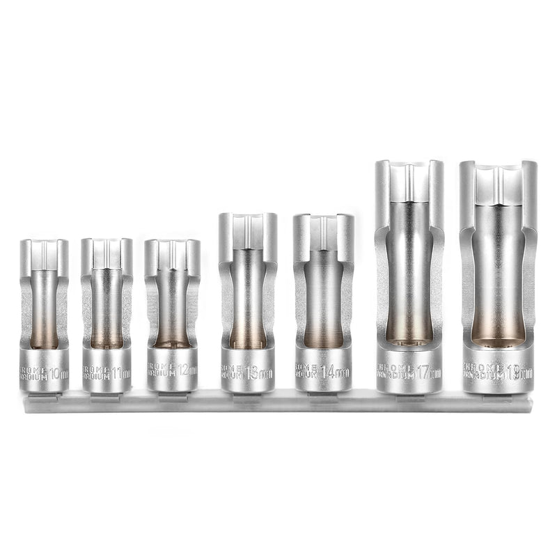 BILITOOLS Diesel Injector Fuel Line Socket Wrench Set, 3/8" Drive 10-19mm, for Thermo Switches, EGT Sensors, and Fuel Lines, Fastener on Bent Pipes, CRV