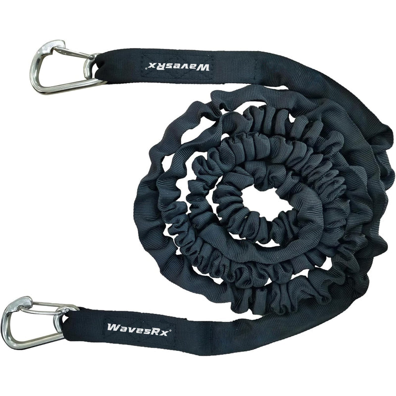 WAVESRX AnchorMate Bungee Line | Boat Bungee Dock Lines for Boats, PWCs & Kayaks | Absorbs Shock from Swells & Wind, Prevents Anchor Dislodging | Perfect for Anchoring, Mooring & Tethering 7-14 BLACK