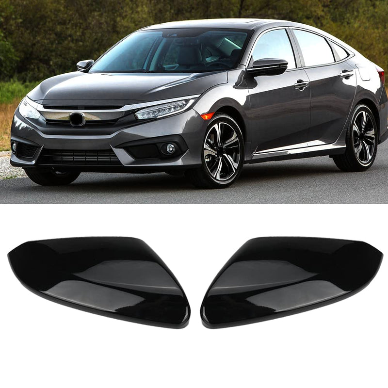 1 Pair Glossy Black Side Mirror Cover Cap Housing Compatible with Honda Civic 2016-2019 2020 2021 Honda Insight 2019-2021, Direct Replacement