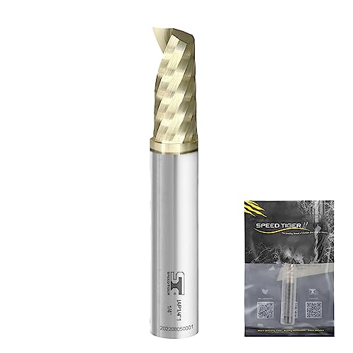 SPEED TIGER Solid Carbide CNC Spiral O Single Flute End Mill-IAP5/16"Diameter 5/16"Shank, 2-1/2"OVL(1 Piece, 5/16")-For Aluminum, Wood, Plastic, Brass, Copper Cutting–Mill Bits Sets for Professionals 5/16 in