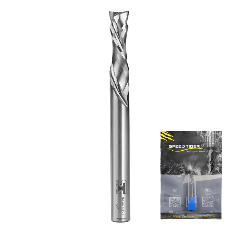 SPEED TIGER Carbide Spiral Router Bits - Up Down Compression Bit, ISEUD1/2” Diameter, 1-1/2” Cutting Length, 4" OVL (1 Piece, 1/2") - for Wood, Plywood, MDF, Oak, Aluminum – Mill Bits Sets 1/2 in
