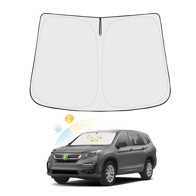 Windshield Sun Shade for 2016-2024 2025 Honda Pilot Accessories Thicken 6-Layer Foldable Front Window Sunshade Cover Sun Visor Protector Block UV Rays Keep Vehicle Cool Honda Pilot 2016-Present