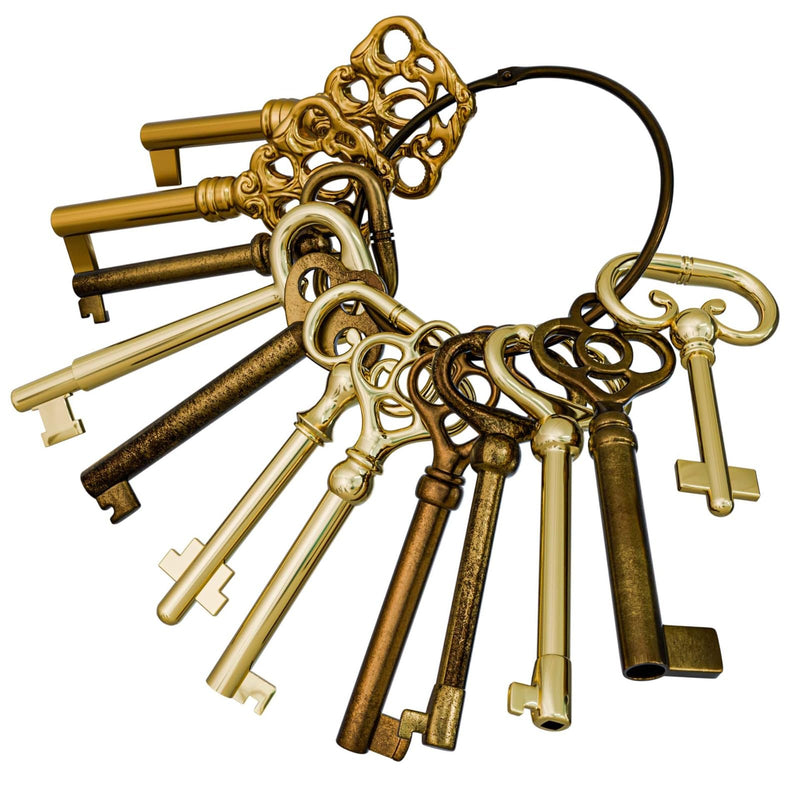 KY-12S Skeleton Key Set Reproduction Key for Antique Furniture - Cabinet Doors, Dresser Drawers Vintage Old Furniture