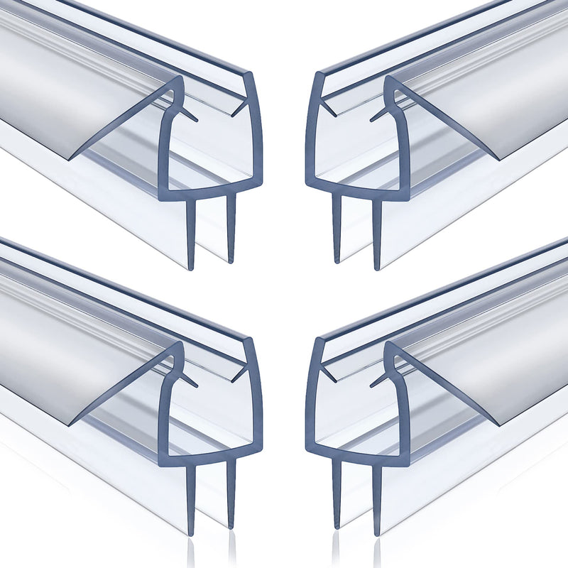 4 Pack Frameless Shower Door Bottom Seal, 3/8 x 39 Clear PVC Shower Seal Strip for 3/8 Inch Glass Shower Door Stop Shower Leaks 3/8” x 38”