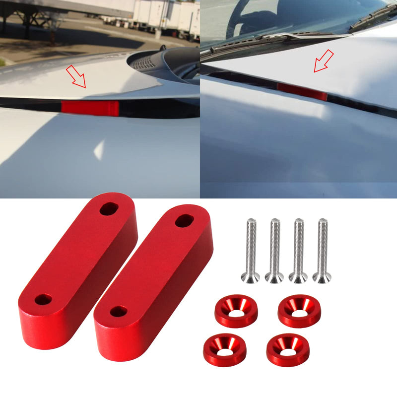 YESHMA Front Hood Vent Space Riser Spacer Modification Kit, Hood Riser Compatible with Honda Civic Acura Integra, Aluminum Alloy Car Hood Vent Spacer Riser for CRX Del Sol (Red) Red