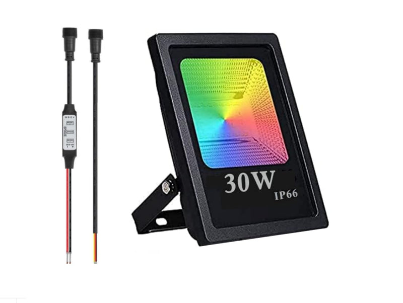 RGB Flood Lights,30W high Power WS2811 Full Color Smart Flood Light, RGB addressable LED Pixel floodlight DC12-24V;IP66Waterproof (1PCS-WS2811-30W, Black) 1PCS-WS2811-30W