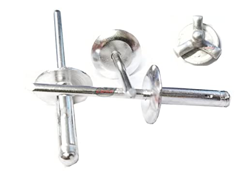 Mill Exploding Pop Rivets 3/16" Tri-Fold Large Head Aluminum Mandrel .040 - .354 Grip Range Fastener