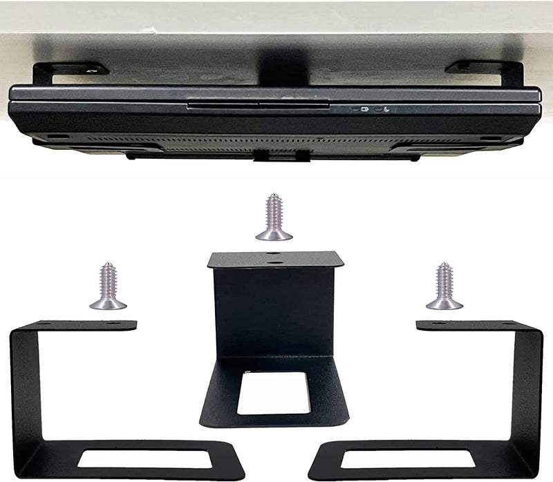(3) Laptop Holder Under Desk Laptop Mount Organizer Rack Storage Shelf, Add On Under Table Laptops, Keyboard, Routers, Modems, Cable Box, Network Switch & More, Desk Accessories