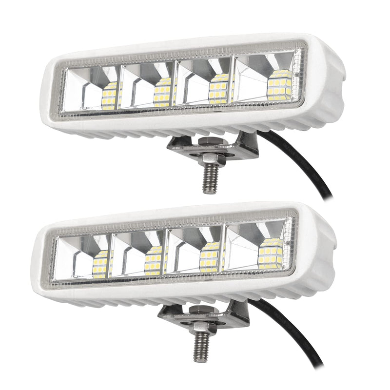 Young Marine Waterproof 6" 72W LED Boat Spotlights - 4000LM, 120 Flood Light, 2 Pack, 12/24 V White