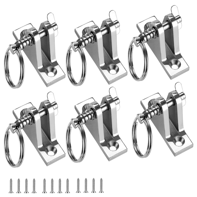TINGZHIGO Bimini Top Deck Hinge with Quick Release pin, Bimini Top Fitting Hardware 90° Deck Hinge, 316 Stainless Steel, Installation Screws (6 Packs)