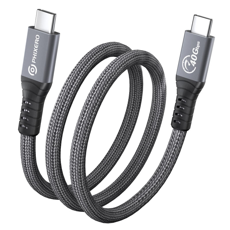 PHIXERO 1ft USB C to C Cable, Thunderbolt 4 Compatible, 40Gbps Data Transfer, 100W PD Charging, Supports Single 8K or Dual 4K Display, Compatible with MacBook Pro/Air, Docking Stations, Monitors Straight 0.3M