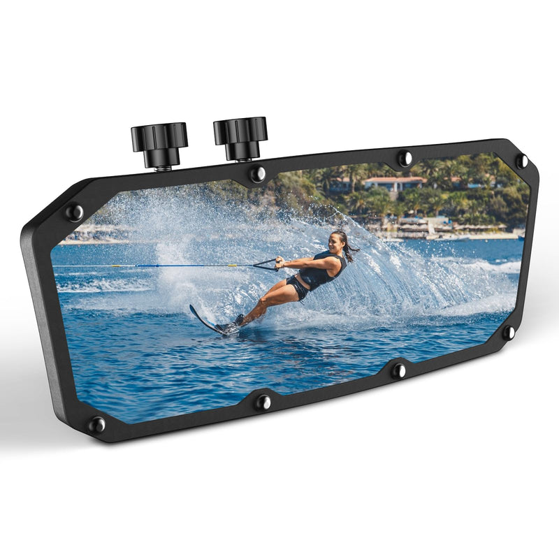 Boat Rear View Mirror,Universal 4"x11" Marine Mirror Accessories and Lock Konb,Wide-angle Convex Boat Fit for Pontoon Boat Floating Bridge Boat Sports Crew Surfing