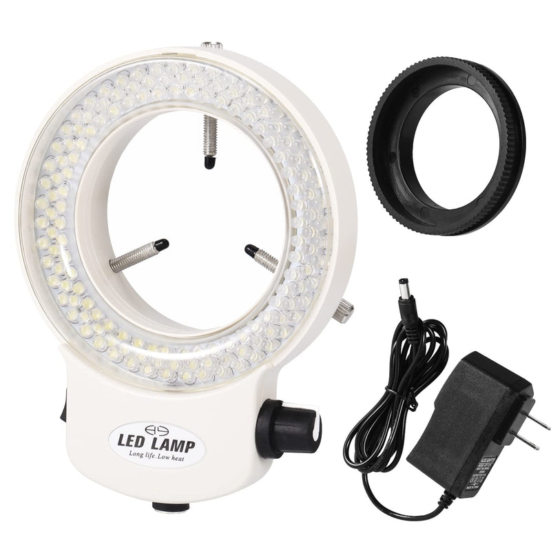 Annhua Microscope Light Source 144 LED Non-Flashing Microscope Ring Light with Adjustable Illuminator and Protective Cover for Microscopes, Camera and Mini Lathe - White