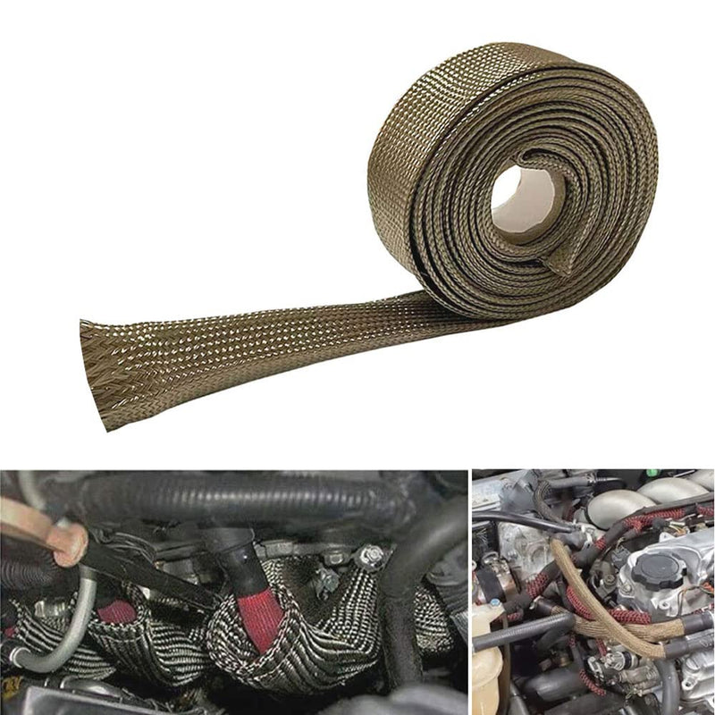 Titanium Wire Heat Shield Sleeve Fuel Line Auto Hose Spark Plug Wire Heat Shield 3/4" IDX10' Boots Protectors Roll 2500 Degree for Car&Auto Wire Loom Brake Cable Titanium 3/4" IDX 10Ft