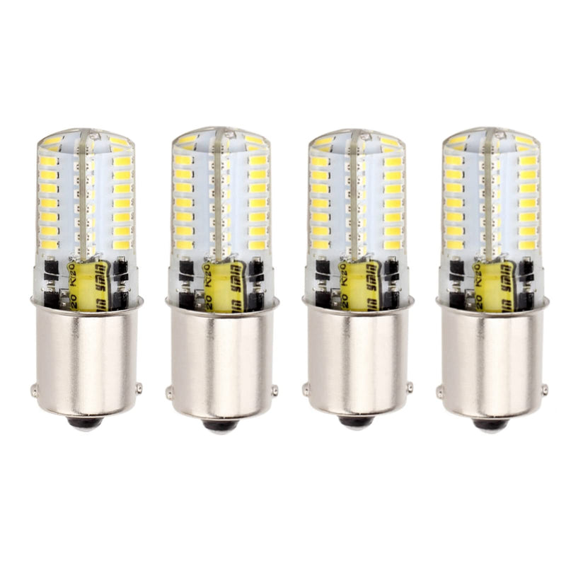 Ba15s Led P21w 1156 S8 Bulb 12V Ac/Dc 1141 Single Contact Base, Waterproof bulb, 6 Watt Cool White 6000K for RV, Reversing lights, Boat, Lawn tractors, Mower, Landscape Lighting. (Pack of 4) Ba15s-Day light White-4pcs