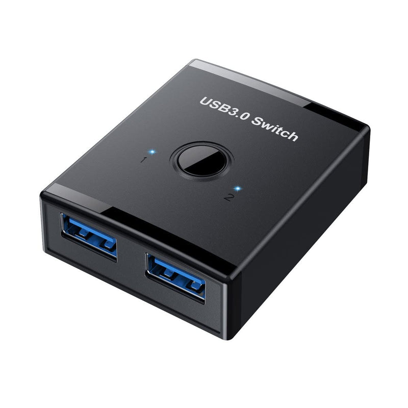 Cablecc KVM USB 3.0 Bidirectional Switch Selector 2 to 1 PCs Sharing or 1 to 2 Hub for Keyboard Mouse Scanner Printer