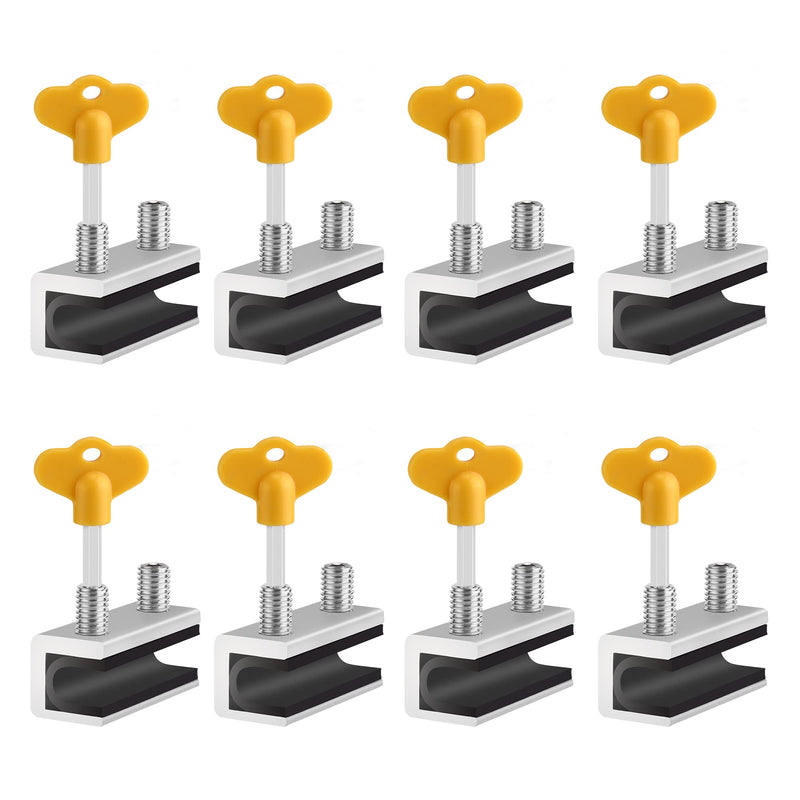 Window Locks, 8 Sets Sliding Security Window Lock with Key for Vertical & Horizontal Sliding Windows & Sliding Doors, Adjustable Window Locks Security Window Stoppers for Patio Bedroom Home and Office Silver 8 Sets
