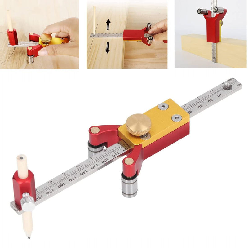 Latest Models Multifunctional scribing Ruler Parallel line Drawing Tool Gauge with Straight line arc Measurement DIY Woodworking scribing Tool Type2