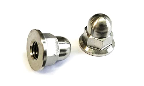 M8 x 1.25mm Thread Pitch Titanium Hex Flange Dome Nuts, 2 Pack