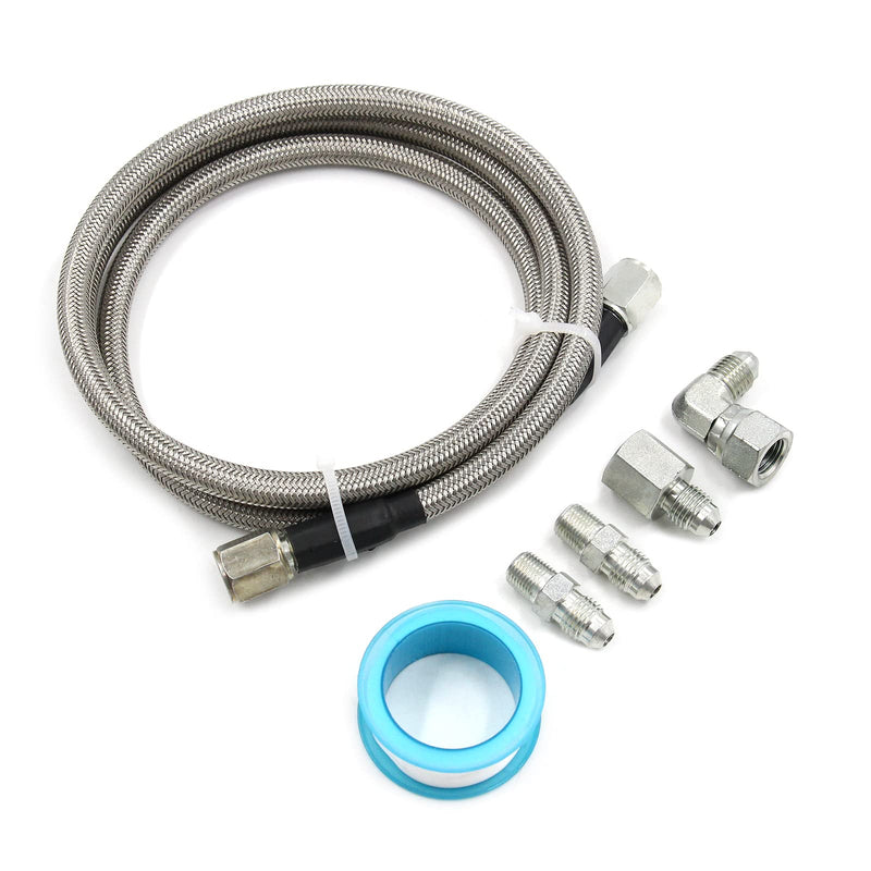 Steel Braided Turbo Oil Feed Line -4AN, Pressure Stainless Remote Turbocharger Sensor Teflon 4 AN Gauge Line Kit (36 inch) 36 Inch