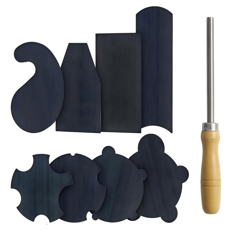 Pack of 9 Multi-Shape Cabinet Scraper for Woodworking (9, 1 Burnisher+2Rectangle+1Curved+1Gooseneck+2Concave+2Convex)